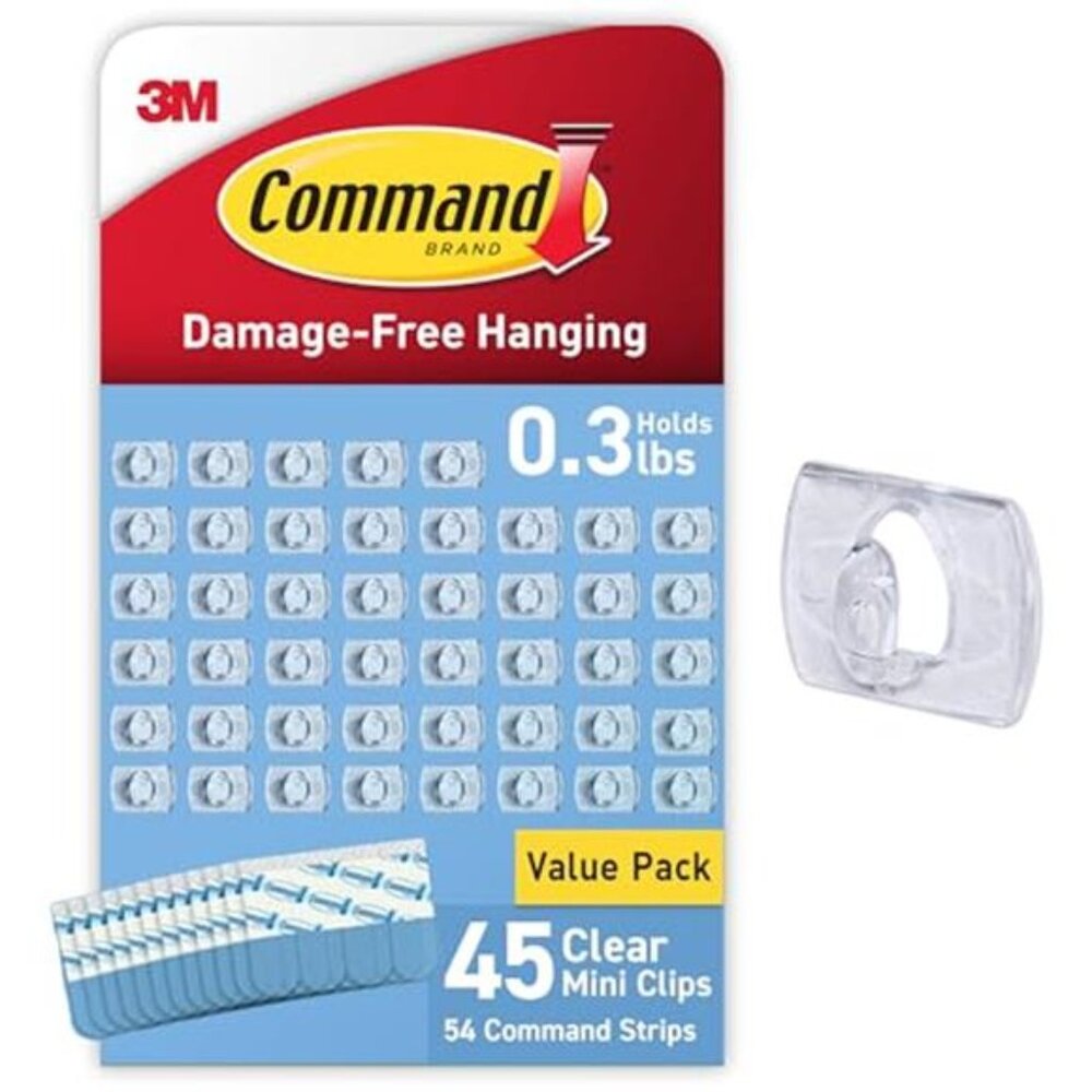 Indoor Mini Light Clips 45 Clear Wall Hooks Damage Free Hanging Decor